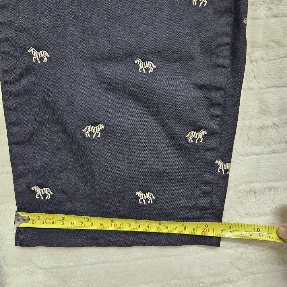 Coldwater Creek Zebra Embroidered Cropped Pants Size 16 Black Novelty Equestrian - Picture 6 of 12